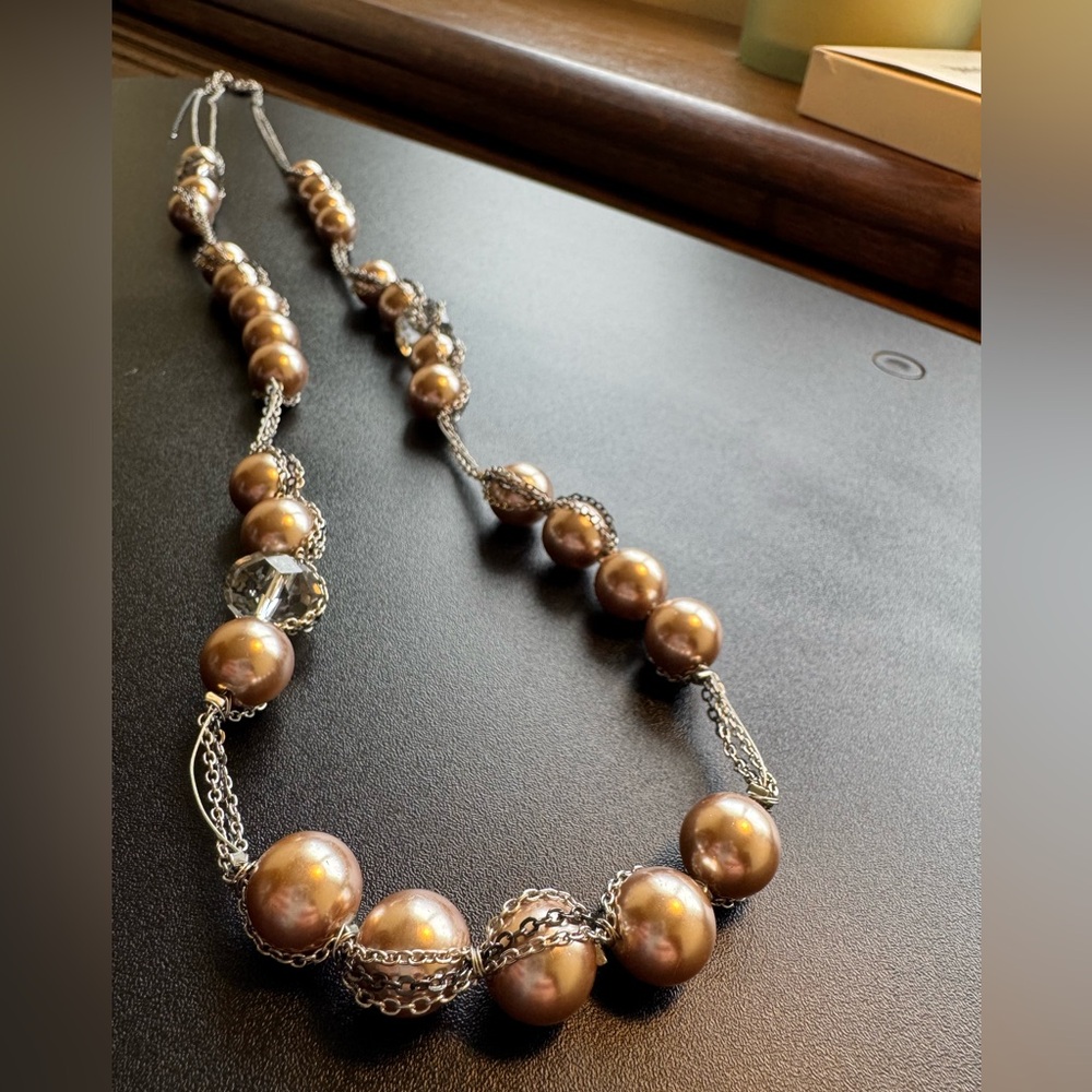 *NWOT* LOFT Silver & Pink Pearl Necklace